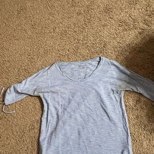 Talbots Blue and White Striped V-Neck Top